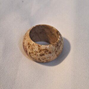 Vintage Thick Stone Band Picture Jasper Statement Ring Size 6.5/7